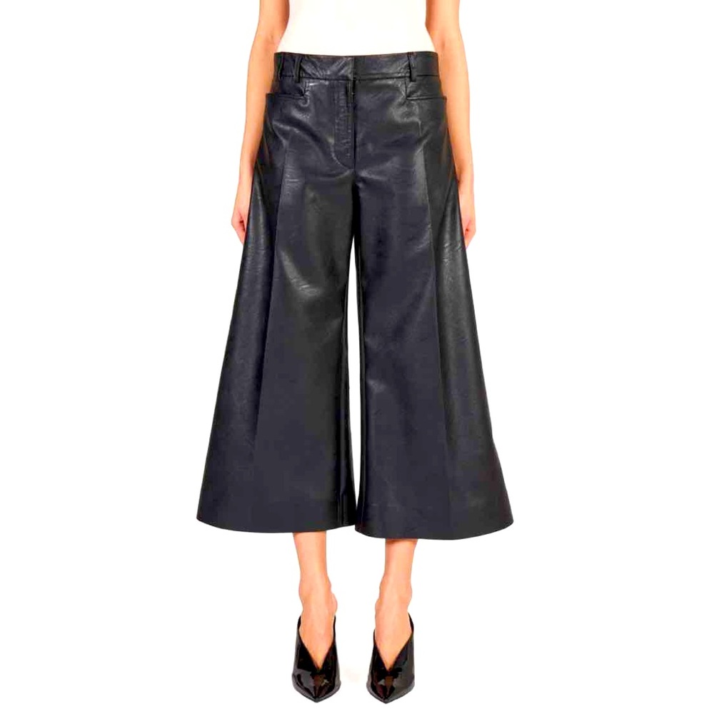 Stella McCartney Black Faux Leather Culottes sz 42